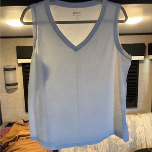 Pact Women's V-Neck White Tank Top